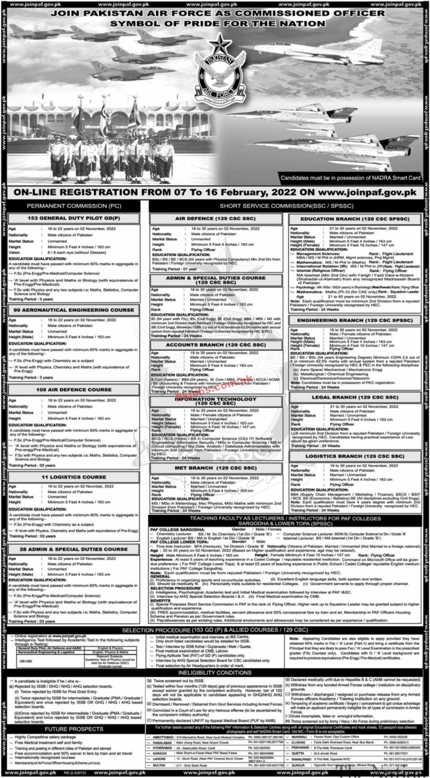 PAF Jobs 2022 | Join Pakistan Air Force PAF as Commissioned Officer Advertisement Jobs 2022