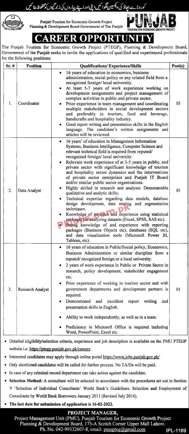 Tourism Jobs 2022 | Tourism Department Economic Growth Project Head Office Announced Management Jobs 2022