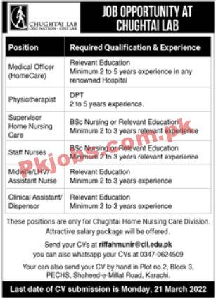 Chughtai Lab Jobs 2022 | Chughtai Lab Headquarters Announced Latest Advertisement Jobs 2022