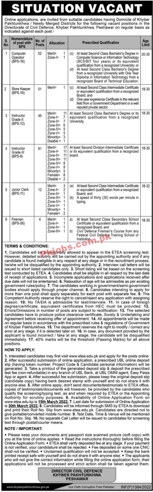 Civil Defence Jobs 2022 | Directorate Civil Defence Headquarters Announced Latest Management Jobs 2022