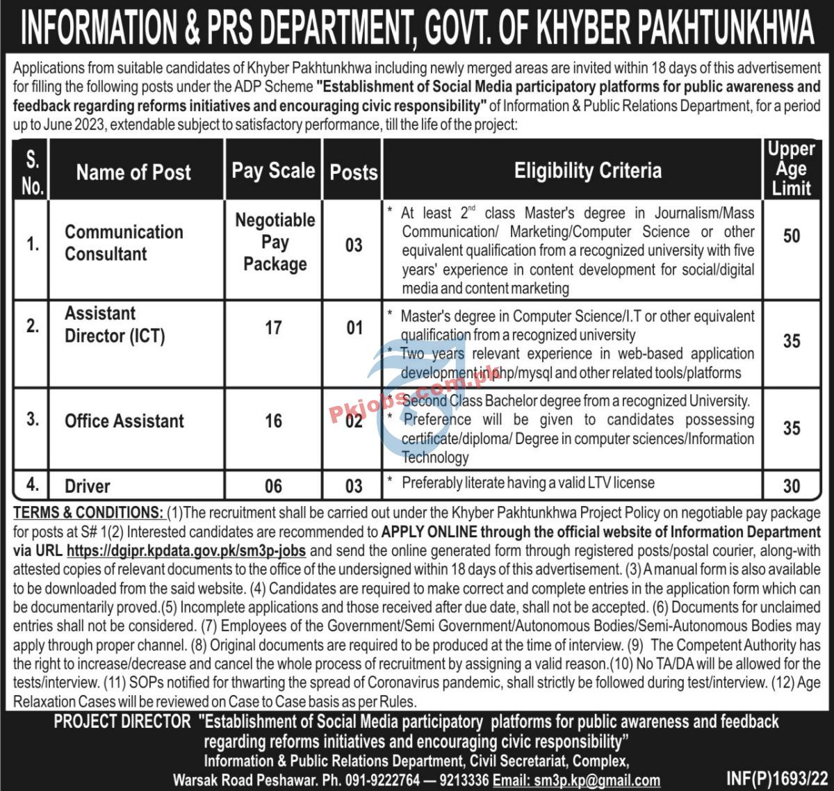 Civil Secretariat Jobs 2022 | Information & Public Relations Department Secretariat Head Office Management Jobs 2022