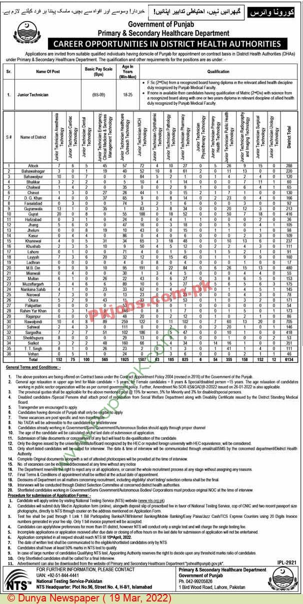 Healthcare Jobs 2022 | Primary & Secondary Healthcare Department Headquarters Announced Latest Advertisement Jobs 2022