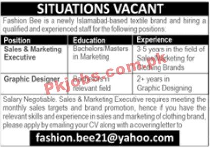 Jobs in Fashion Bee Islamabad