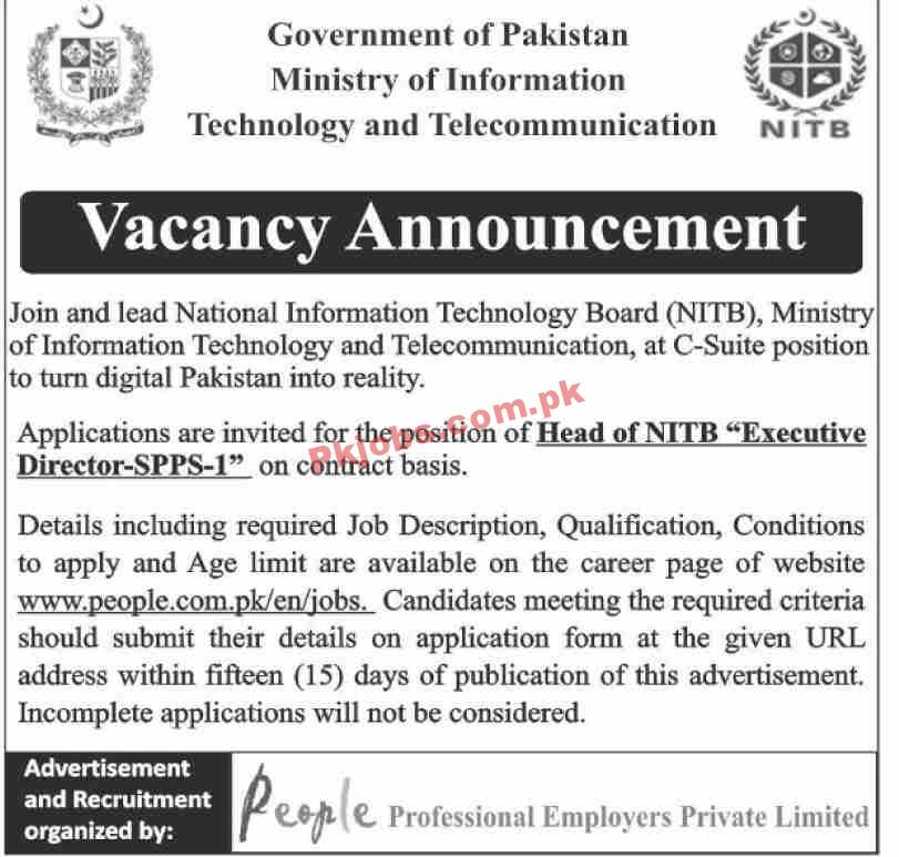 Jobs in Government of Pakistan Ministry of Information Technology and Telecommunication