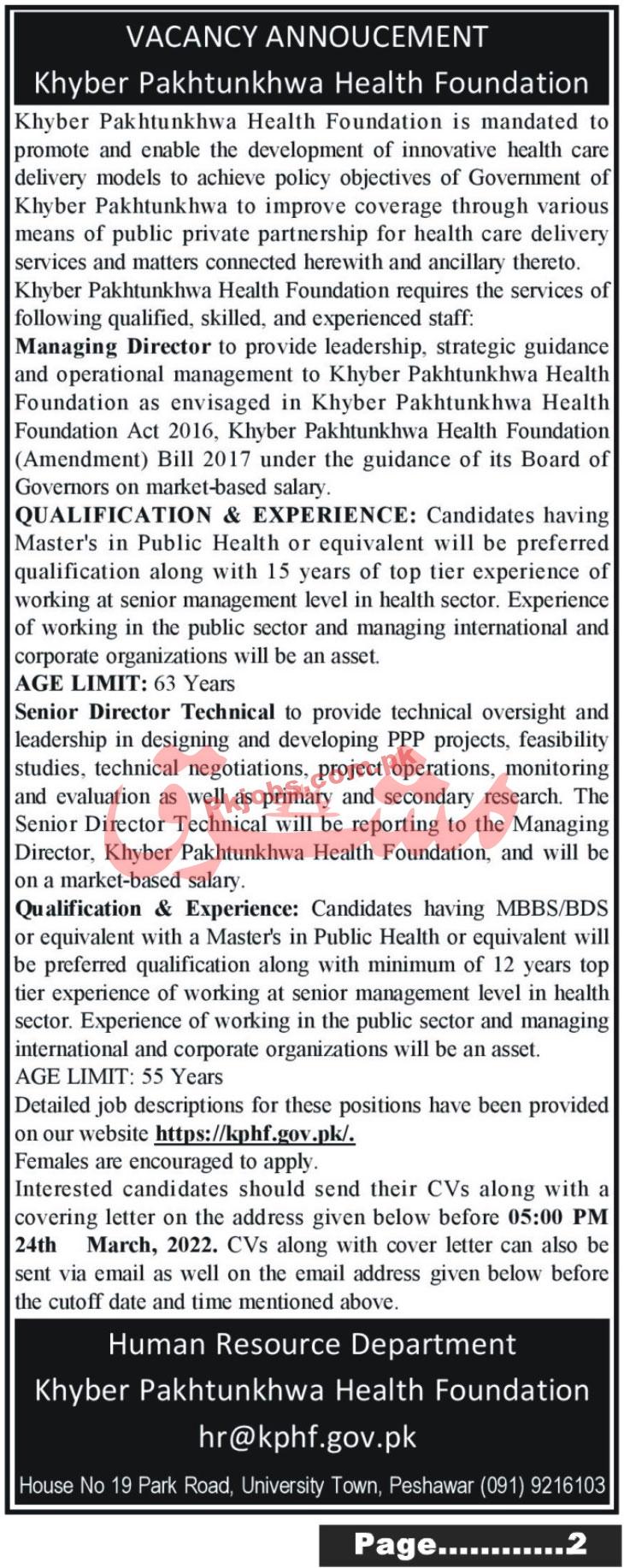 Jobs in Health Foundation KPK