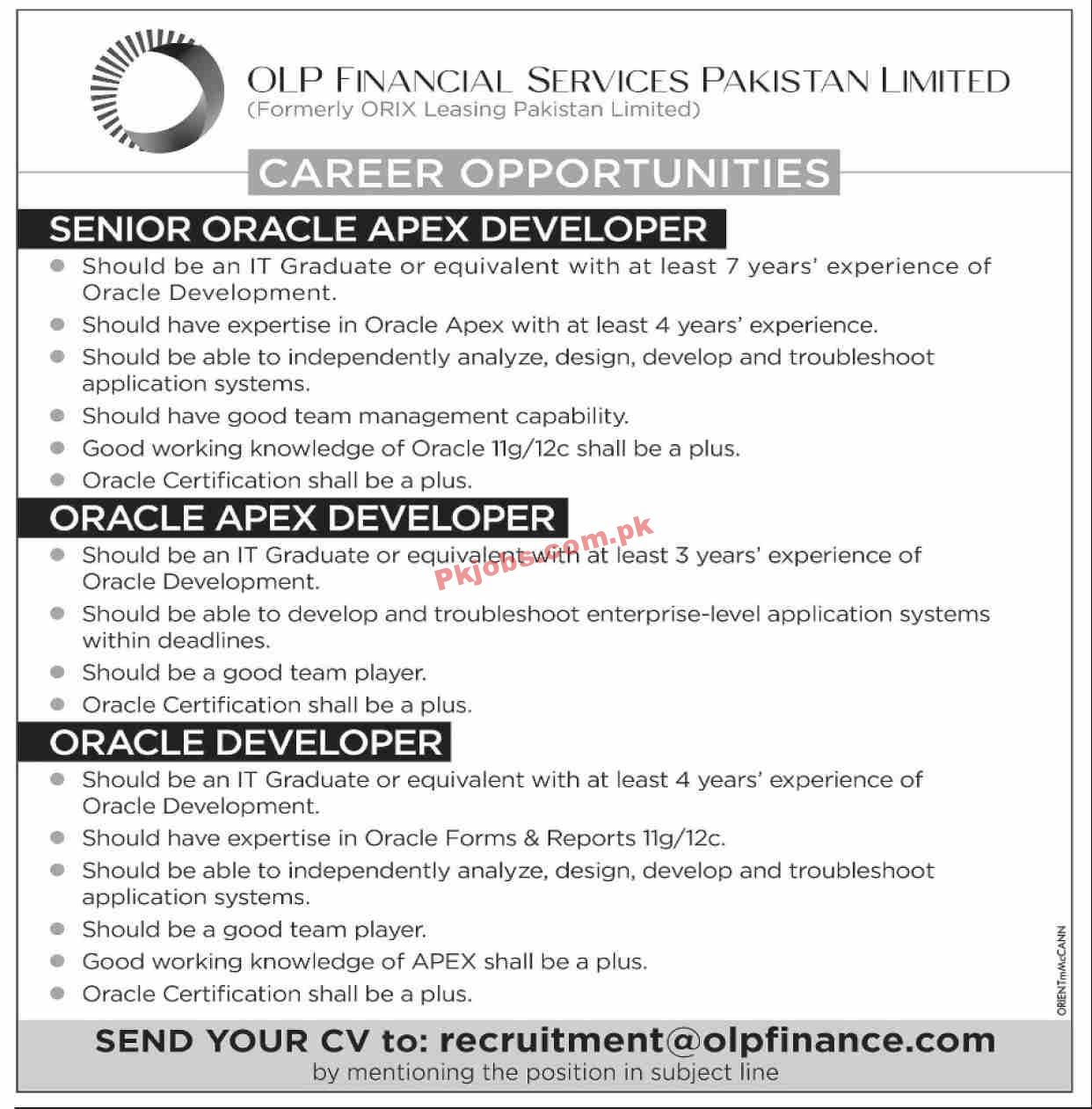 Jobs in OLP Finance Services Pakistan Limited