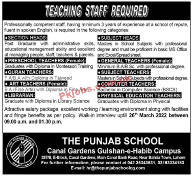 Jobs in The Punjab School