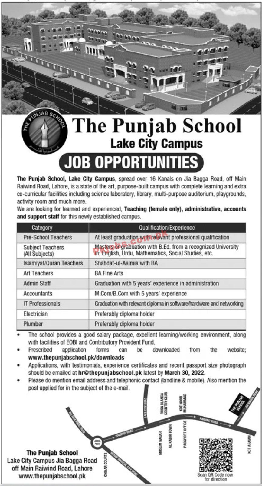 Jobs in The Punjab Schools Lahore