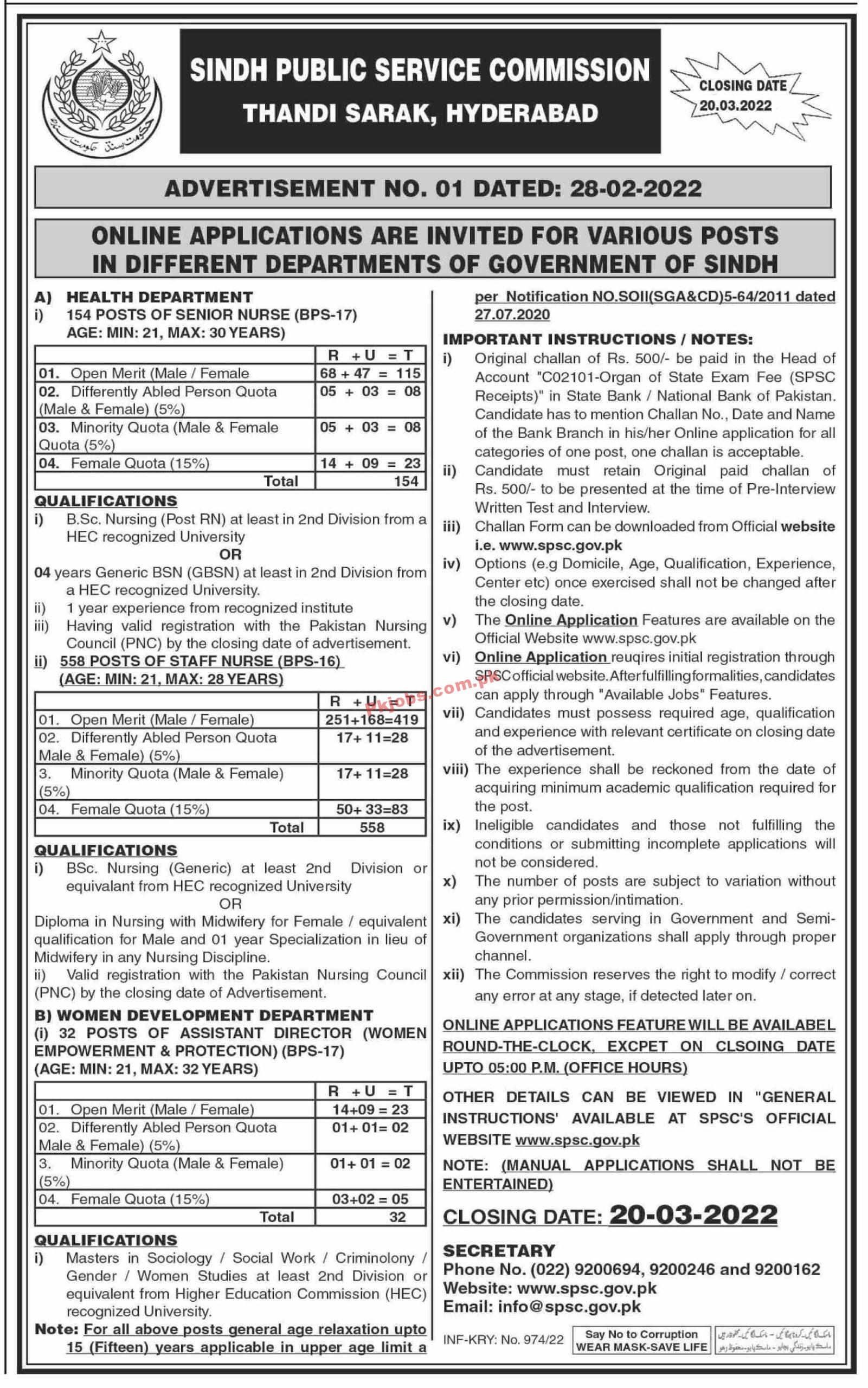 SPSC Jobs 2022 | Public Service Commission SPSC Headquarters Announced Latest Advertisement Jobs 2022