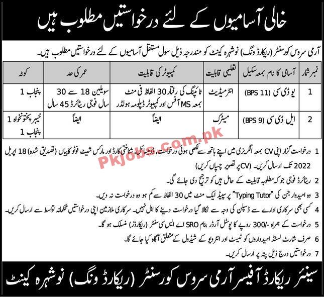 ASC Jobs 2022 | Pakistan Army Service Corps Headquarters Announced Civilian Management Jobs 2022