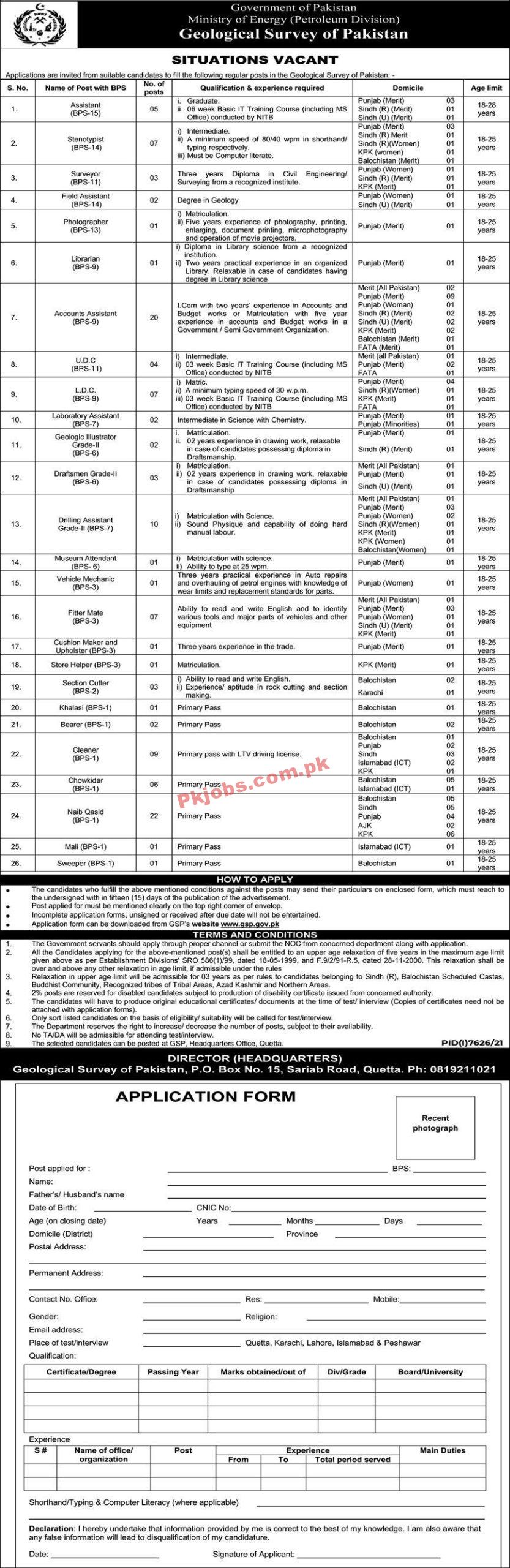 GSP Jobs 2022 | Geological Survey of Pakistan GSP Headquarters Announced Latest Recruitments Jobs 2022