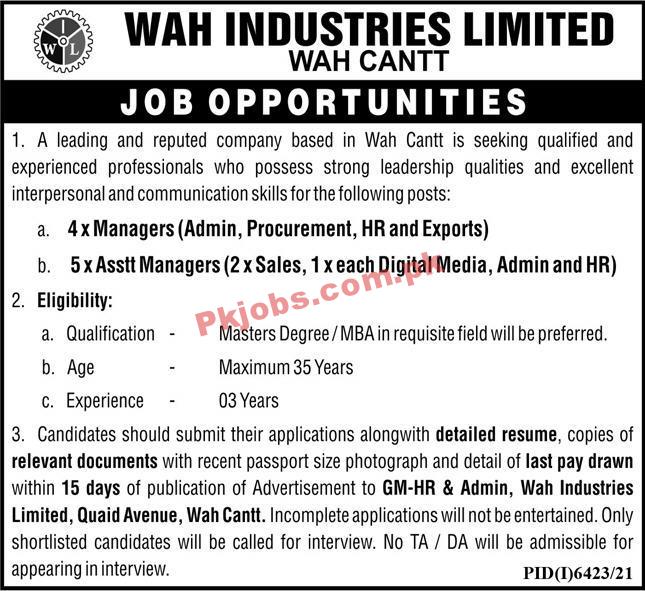 Jobs in WAH Industries Limited