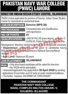 NAVY Jobs 2022 | Pakistan Navy War College Headquarters Announced Management Jobs 2022