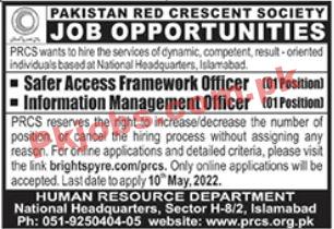 PRCS Jobs 2022 | Pakistan Red Crescent Society PRCS Head Office Latest Advertisement Jobs 2022
