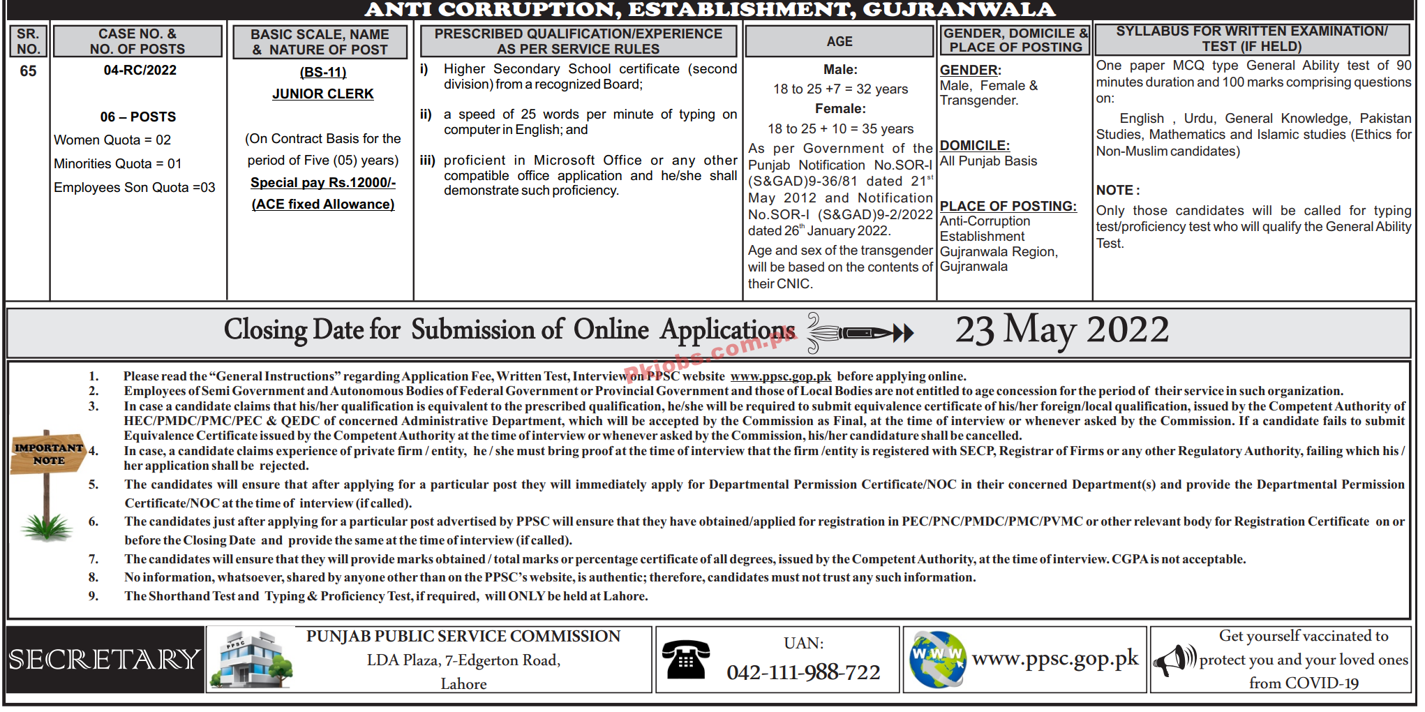 Anti Corruption Jobs 2022 | Anti Corruption Establishment Department Headquarters Announced Management Jobs 2022