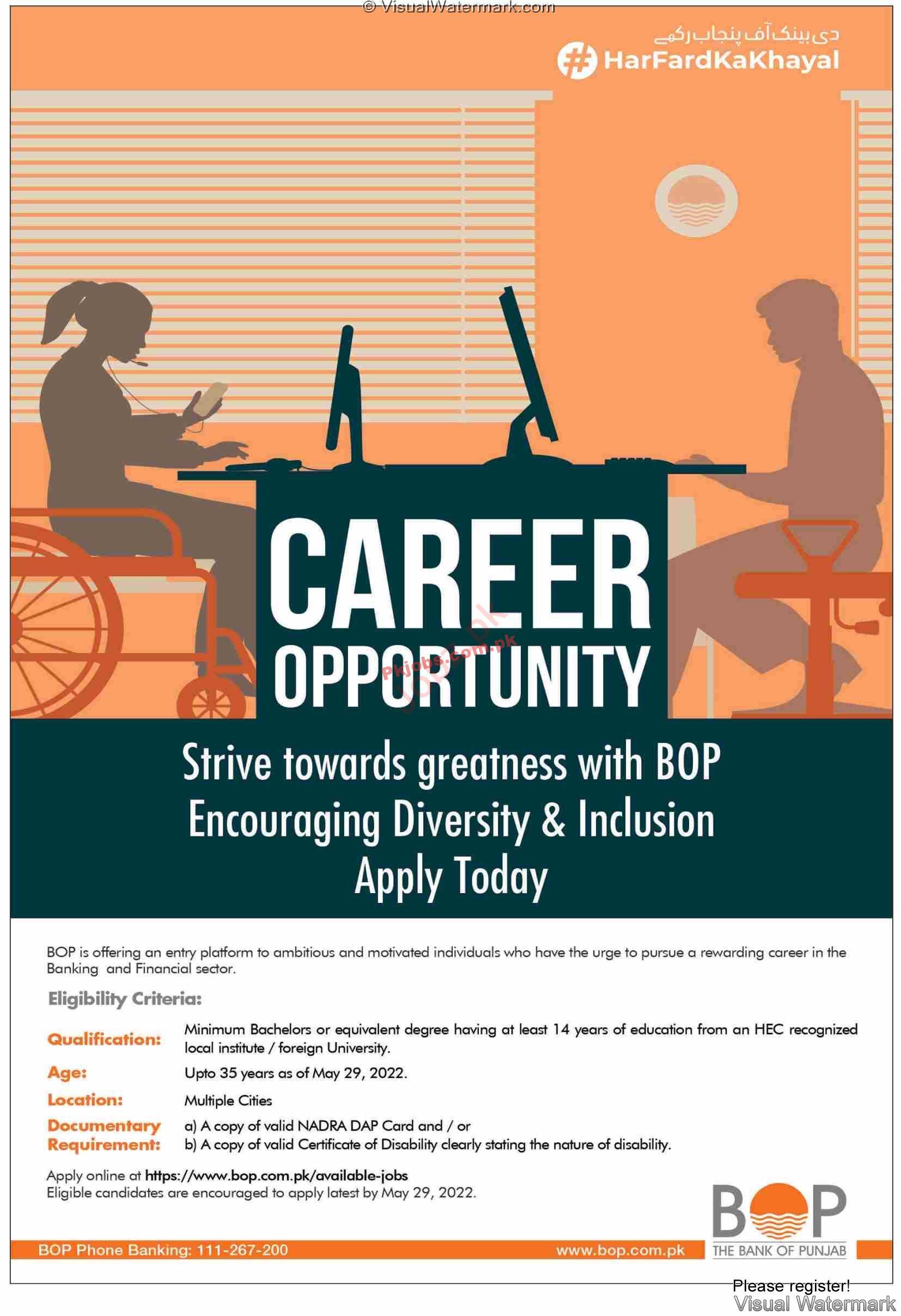BOP Jobs 2022 | The Bank of Punjab BOP Headquarters Announced Latest Recruitments Jobs 2022