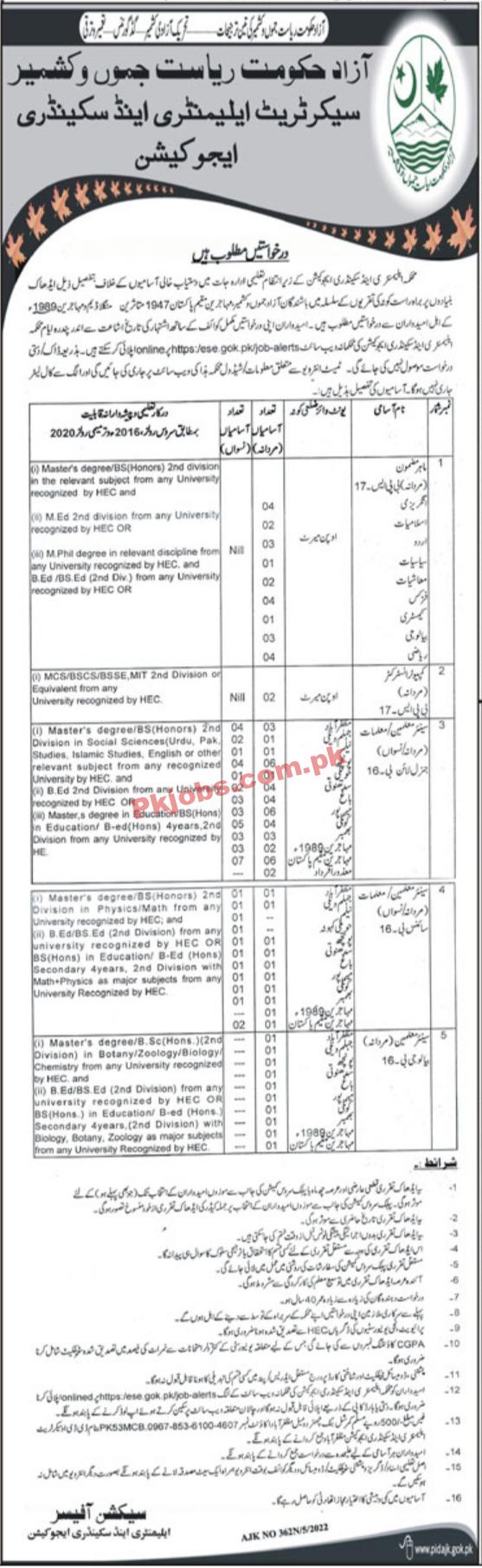 Elementary & Secondary Education Department Secretariat Headquarters Announced Latest Recruitments Jobs 2022