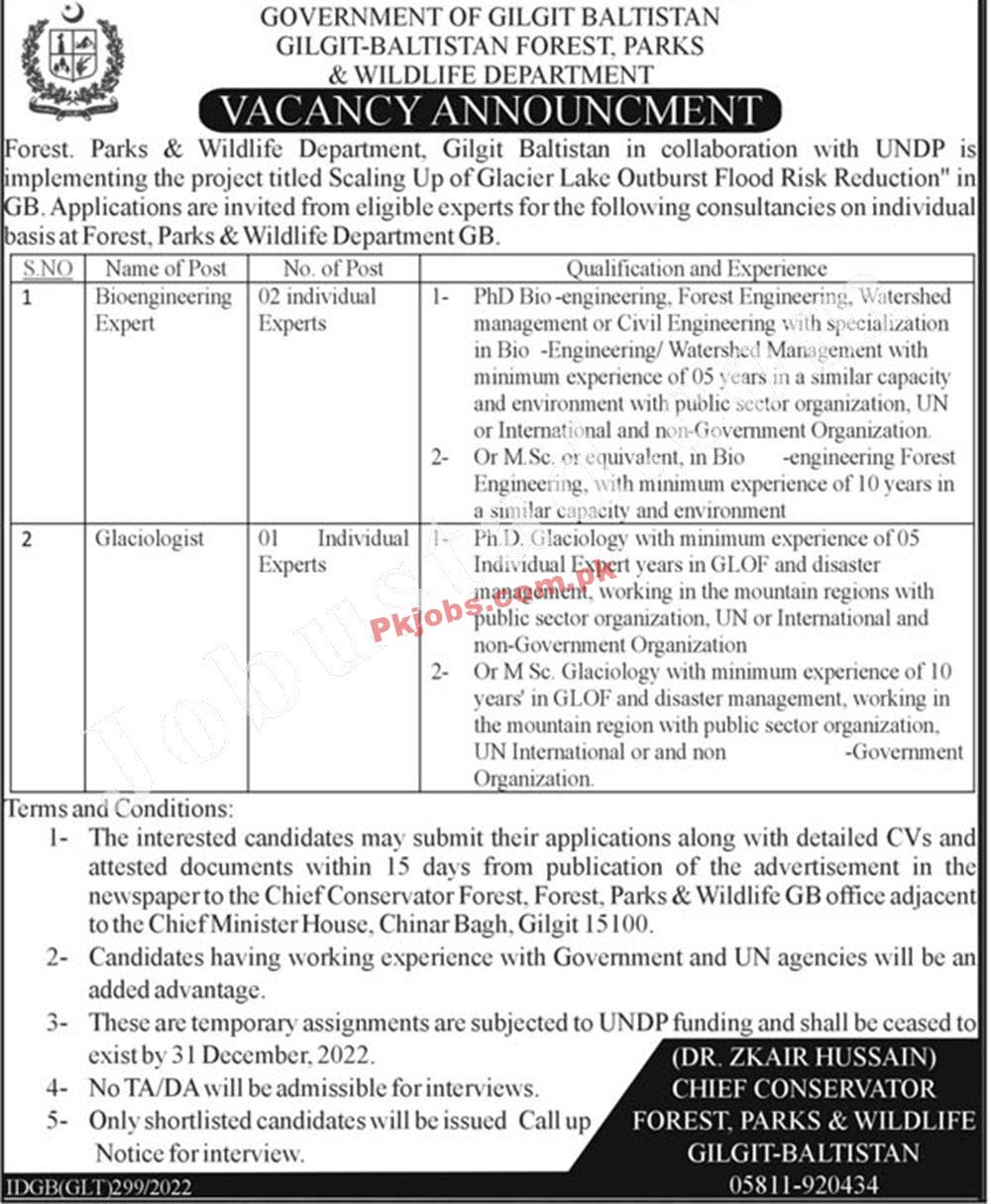 Gilgit Baltistan Forest Parks and Wildlife Department Vacancies Jobs 2022 Advertisement – Pk Jobs