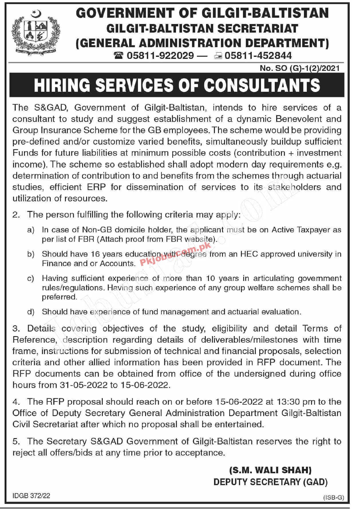 Gilgit Services and General Administration Department New in Pakistan Jobs 2022 Advertisement – Pk Jobs