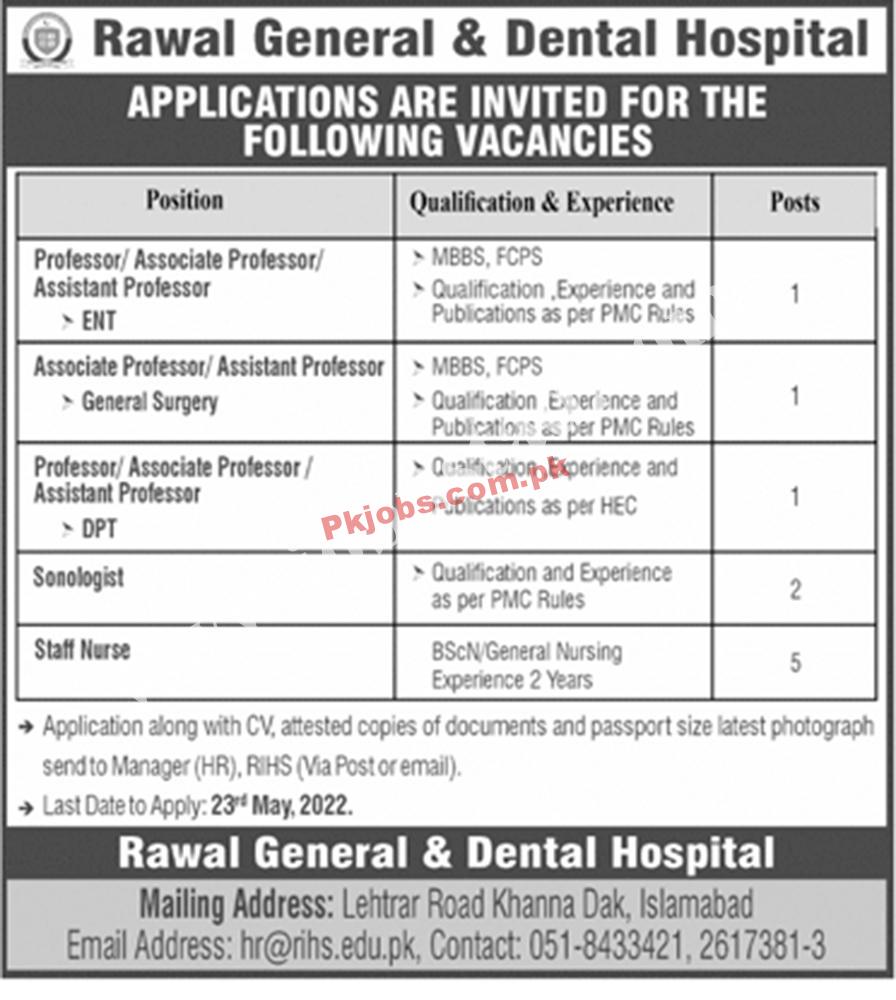 Government It Jobs Rawal General and Dental Hospital Jobs 2022 – Pk Jobs