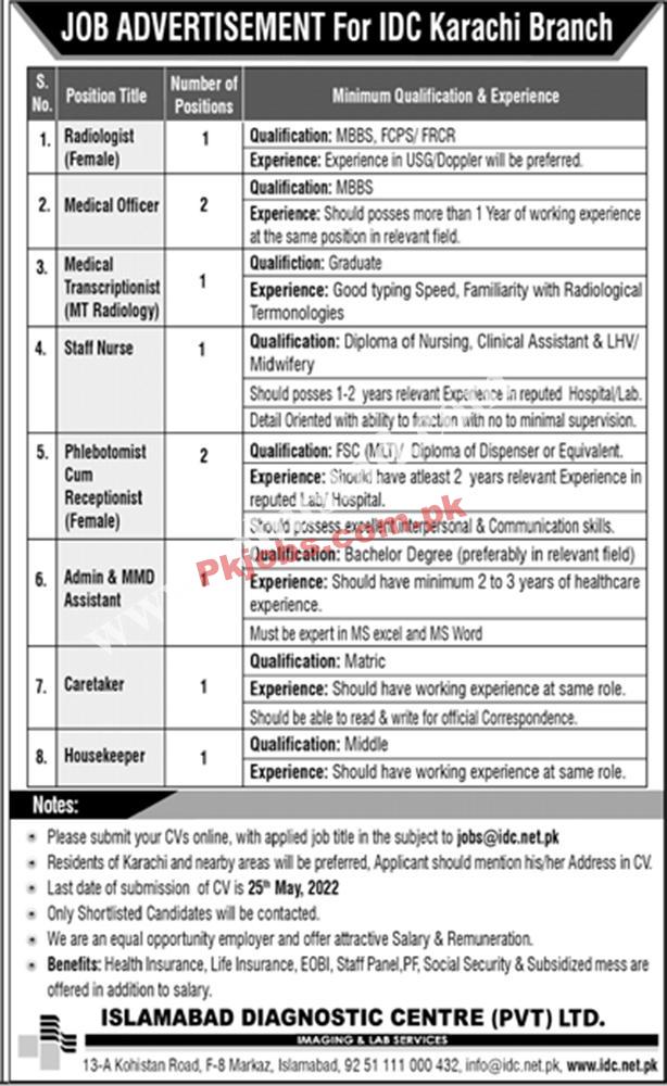 Islamabad Diagnostic Center IDC Pakistan New Jobs 2022 Advertisement – Pk Jobs