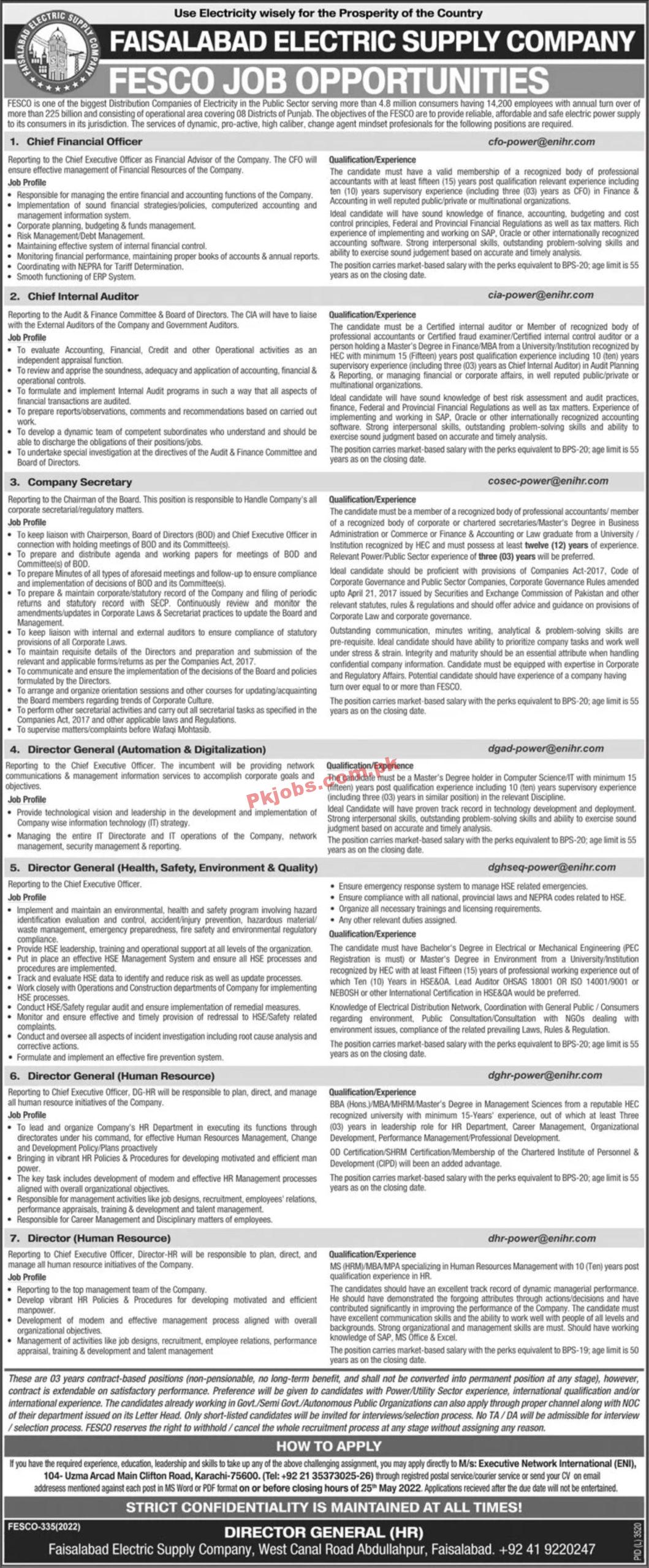 Jobs in Faisalabad Electric Supply Company FESCO