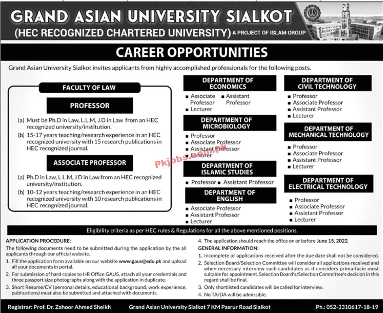Jobs in Grand Asian University Sialkot