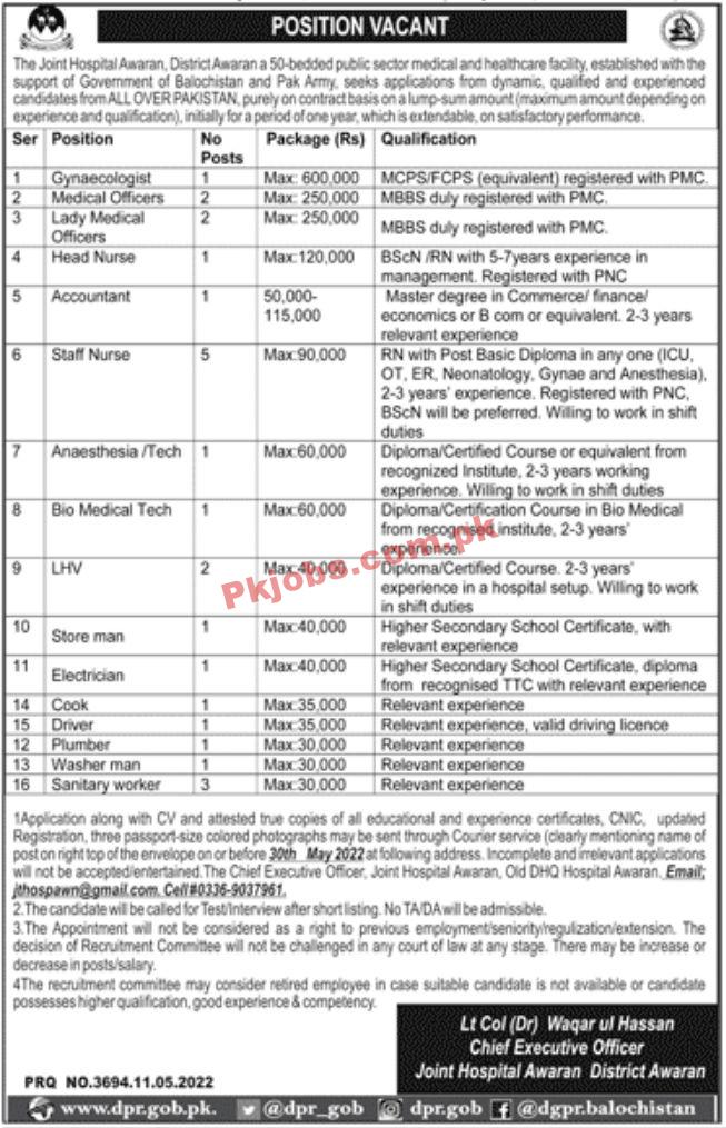 Jobs in Joint Hospital Awaran