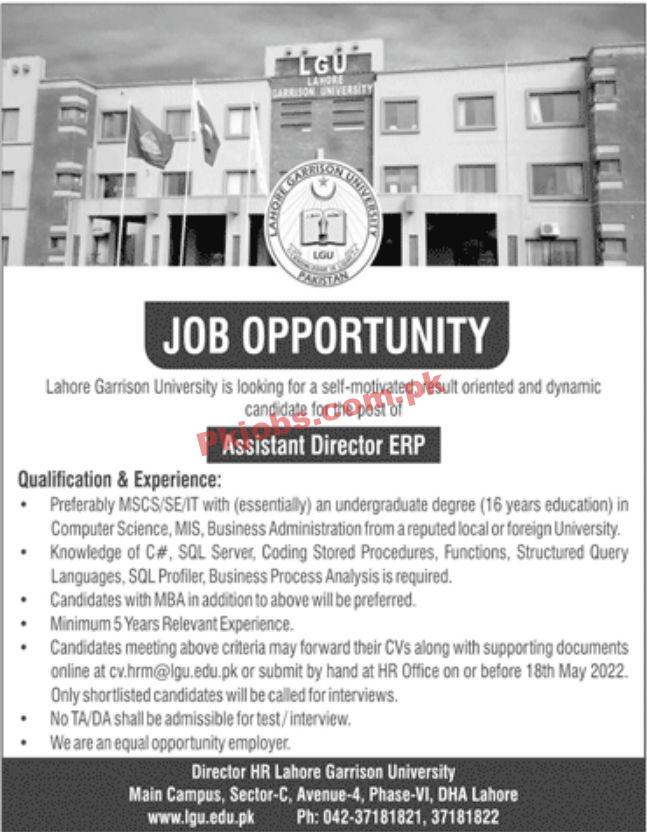 Jobs in Lahore Garrison University LGU