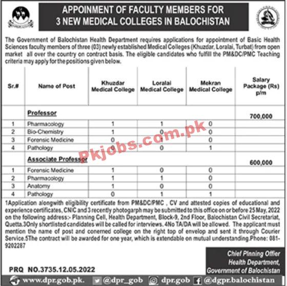 Jobs in Medical Colleges in Balochistan