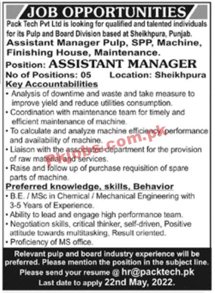 Jobs in Pack Tech Pvt Ltd