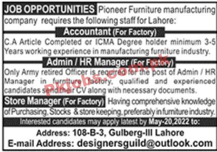 Jobs in Pioneer Furniture Manufacturing Company