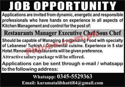 Jobs in Restaurant