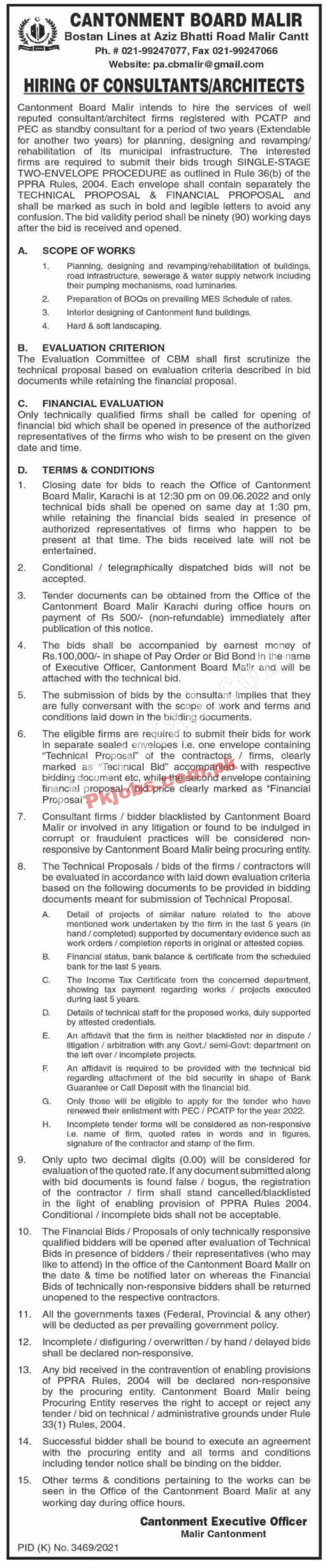 Karachi Cantonment Board Malir Govt Today Jobs 2022 Advertisement – Pk Jobs