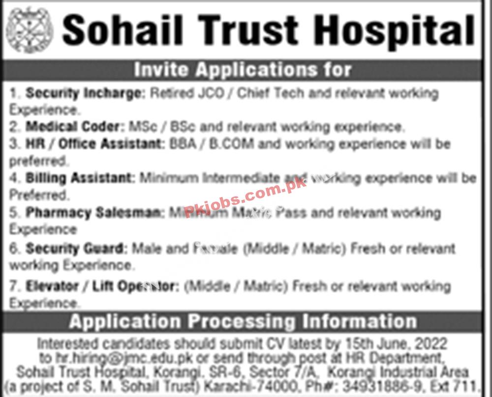 Karachi Sohail Trust Hospital Latest Govt Jobs 2022 Advertisement – Pk Jobs