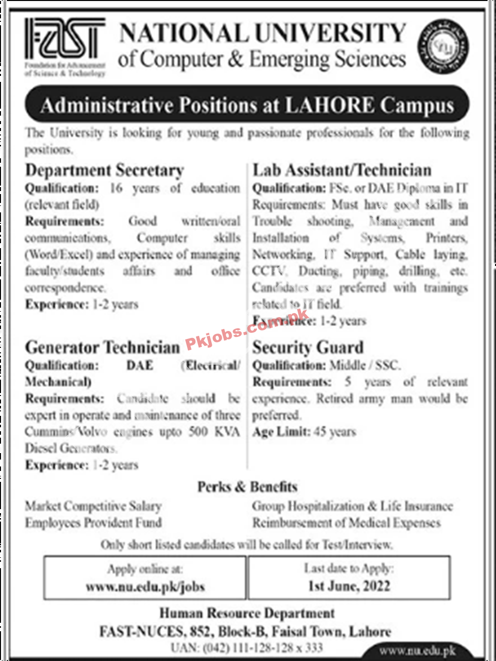 Lahore National University of Computer andEmerging Sciences FAST NUCES Upcoming Govt Jobs 2022 Advertisement – Pk Jobs