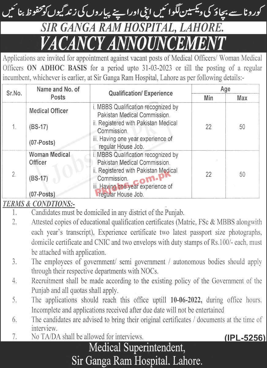 Lahore Sir Ganga Ram Hospital Pakistan Government Jobs 2022 Advertisement – Pk Jobs