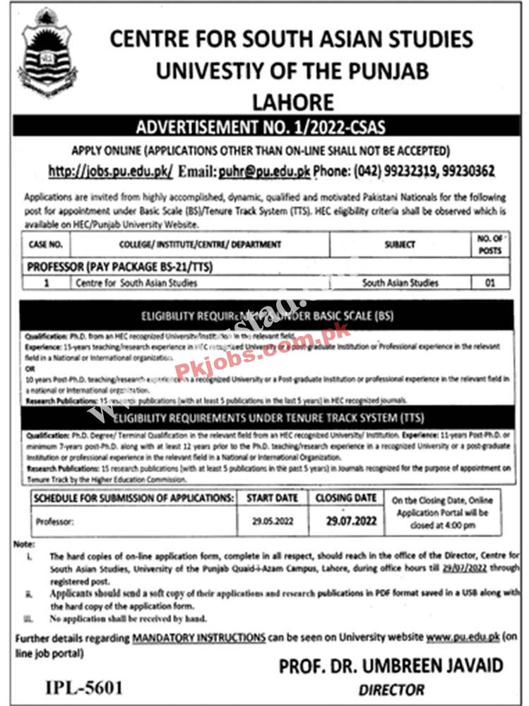 Lahore The University of Punjab Today Pakistan Jobs 2022 Advertisement – Pk Jobs