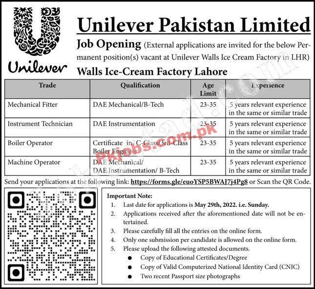 Lahore Unilever Pakistan Limited Latest Govt Jobs 2022 Advertisement – Pk Jobs