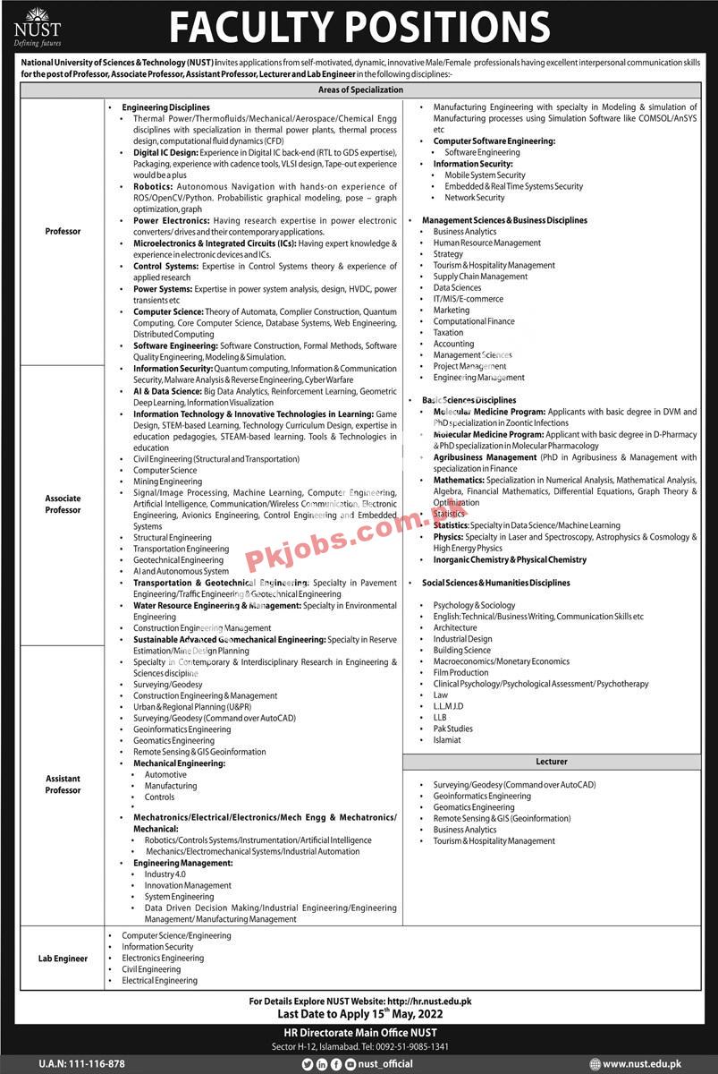 Latest Government Jobs National University of Sciences and Technology NUST Jobs 2022 – Pk Jobs