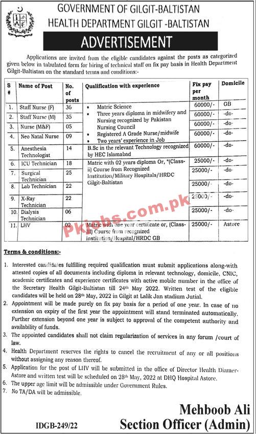 Latest Govt Jobs Health Department Gilgit Baltistan Jobs 2022 – Pk Jobs