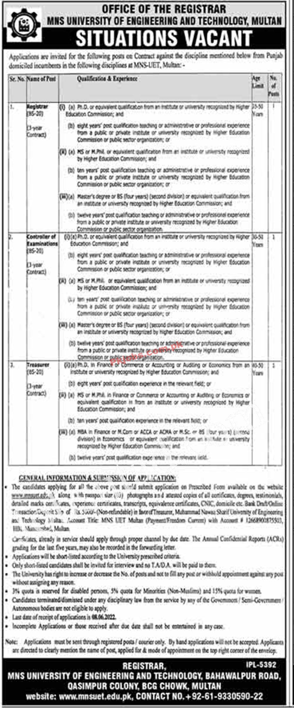 Multan Mian Nawaz Sharif University Govt in Pakistan Jobs 2022 Advertisement – Pk Jobs