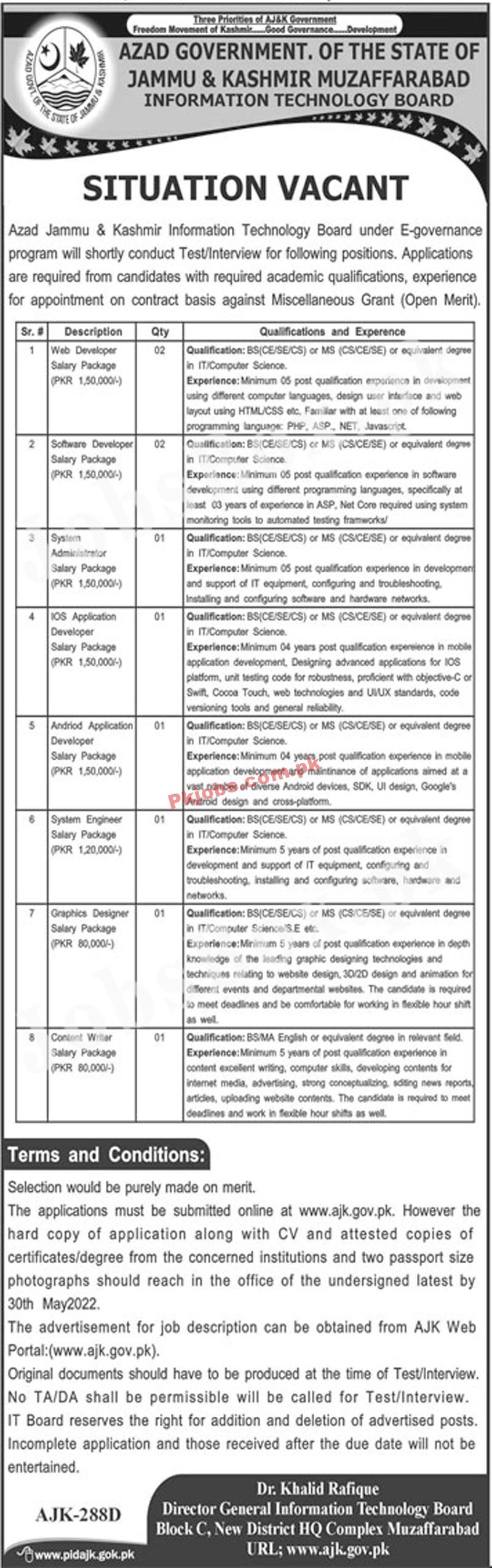 New Govt Jobs Information Technology Board AJK Jobs 2022 – Pk Jobs