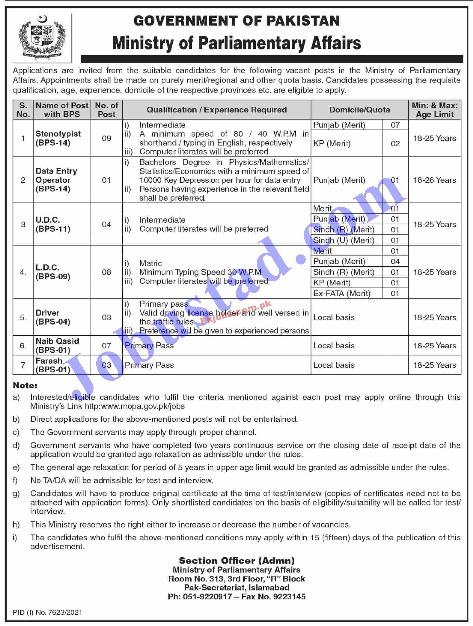 New Govt Jobs Ministry of Parliamentary Affairs Jobs 2022 – Pk Jobs