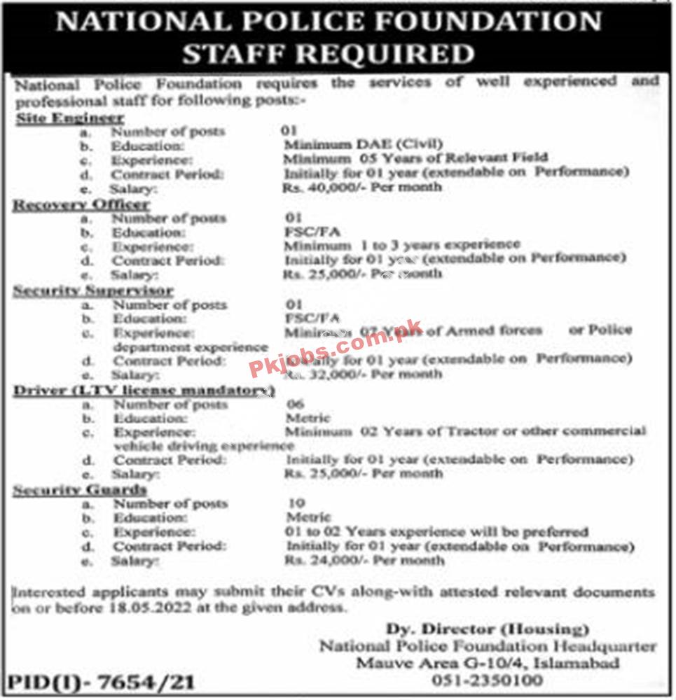 New Jobs Pakistan Today National Police Foundation NPF Jobs 2022 – Pk Jobs