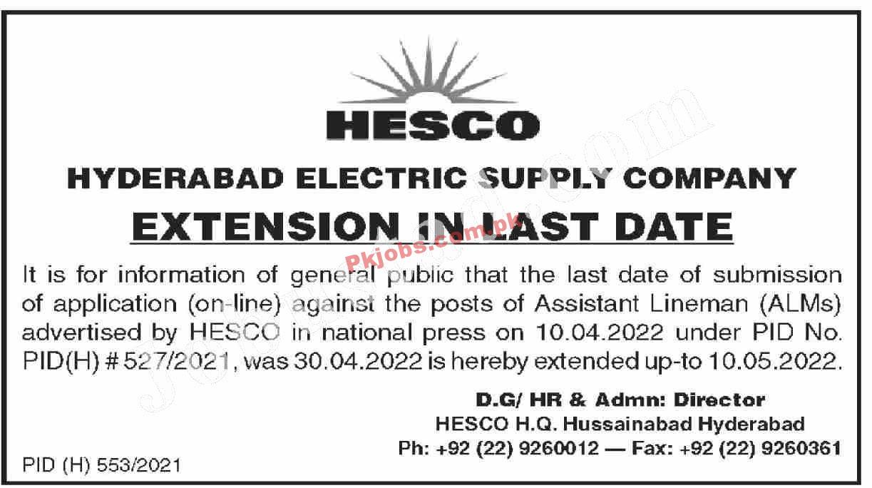 New Latest Jobs Pakistan Hyderabad Electric Supply Company HESCO Jobs 2022 – Pk Jobs