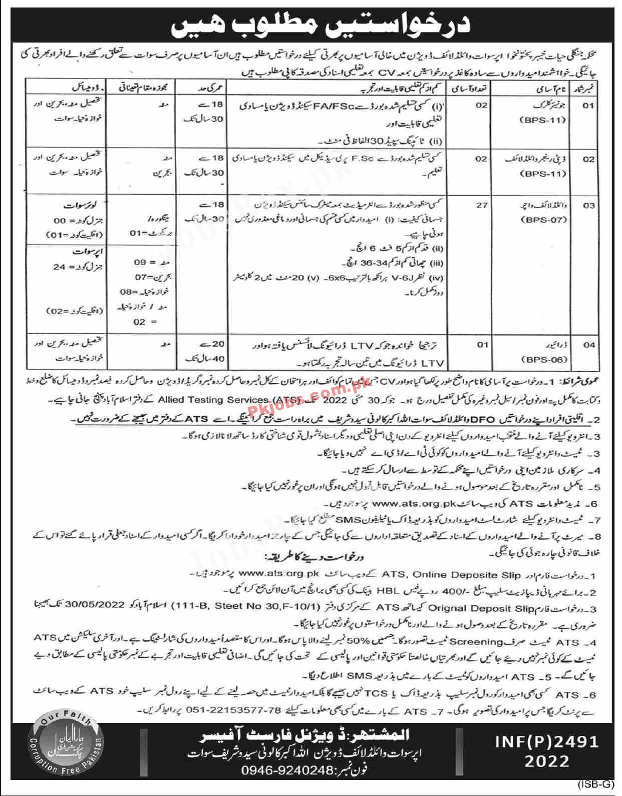 New Latest Jobs Pakistan Wildlife Department KPK Jobs 2022 – Pk Jobs