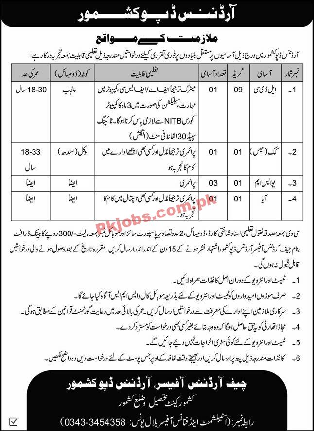 Pakistan Army Jobs 2022 | Pakistan Army Ordnance Depot Headquarters Announced Latest Management Jobs 2022