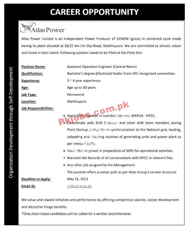 Pakistan Latest Jobs Today Atlas Power Plant Jobs 2022 – Pk Jobs