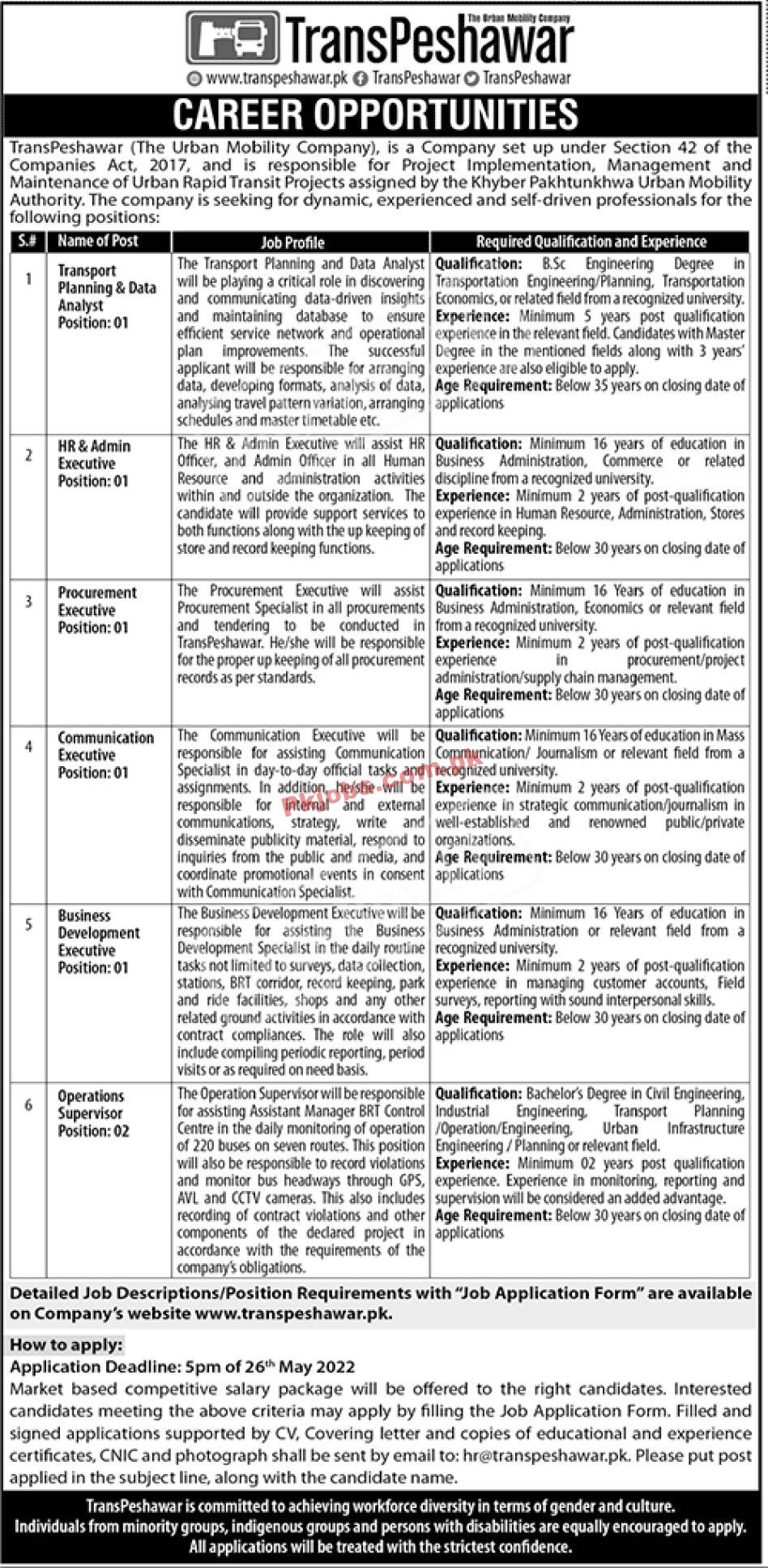 Pakistan Latest Jobs TransPeshawar Jobs 2022 – Pk Jobs